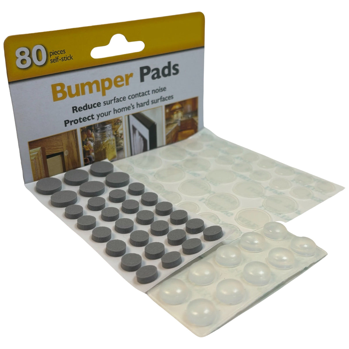 80pc Assorted Door Bumper Pads, Rubber & Felt Feet -Sound Dampening