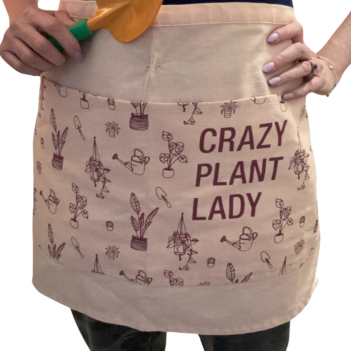 4 Pocket "Crazy Plant Lady" Apron For Gardening - 100% Cotton