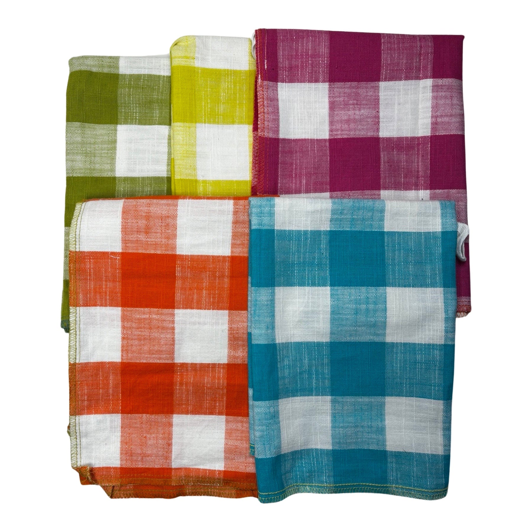 5pc Colorful Buffalo Plaid 26" x 15" Dish Towels by TAG - 100% Cotton
