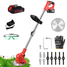 21V Cordless Electric Weed Wacker Kit – 3-in-1 Trimmer, 3 Blade Types