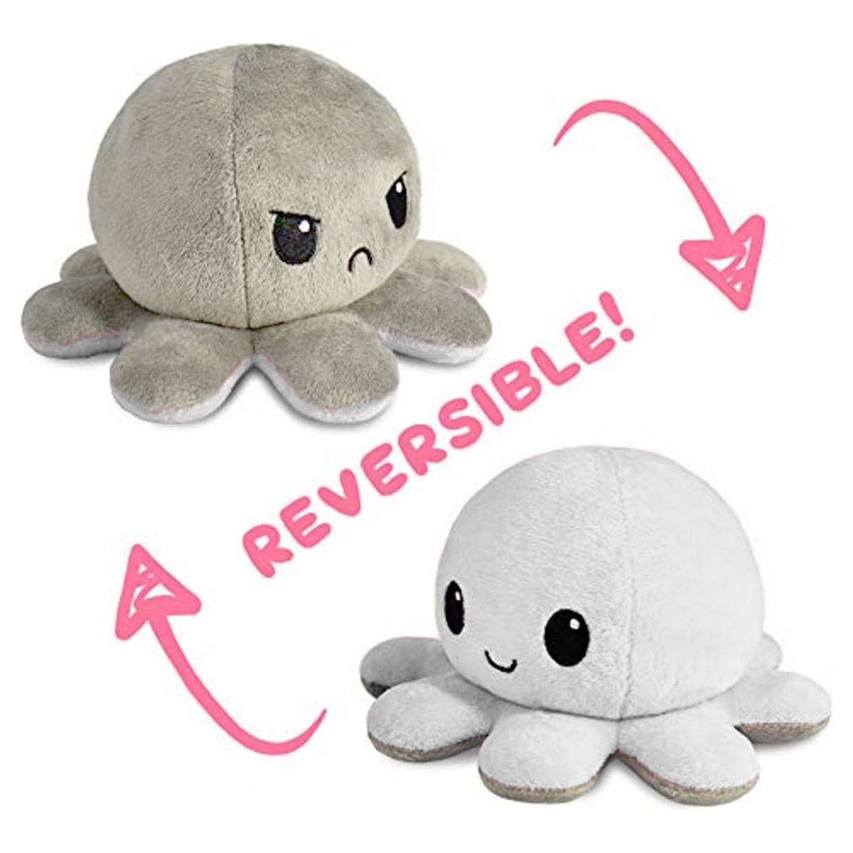 Reversible Octopus Plushie, Happy + Angry - Cute Sensory Fidget To Show Your Mood!