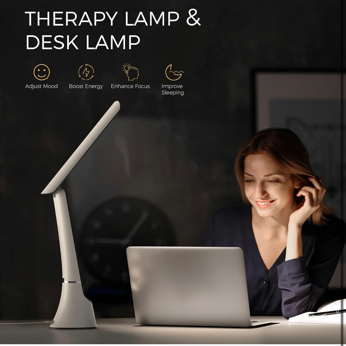 ALBINA Light Therapy Lamp - UV-Free Full Spectrum With Touch Control & Night Light