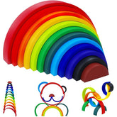 12pc Pirouettely Wooden Rainbow Stacking Toy – Large Size