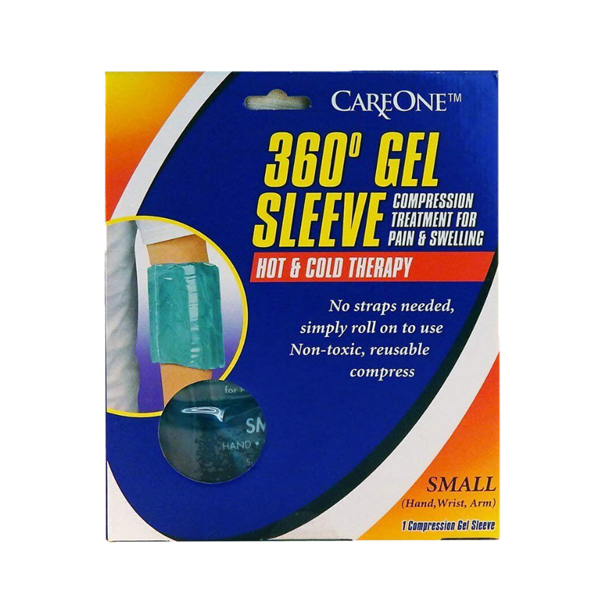 360° Gel Sleeve Hot & Cold Compress Therapy, Small - Treats Hand, Wrist, Arm