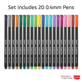 20pk Maped Graph' Peps Fine Tipped 0.4mm Felt Pens--Vibrant Colors!