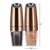 Gravity Electric Salt & Pepper Grinder 2 piece Set – Batteries, Scoop & Brush Included – 3 Colors by Votre Château