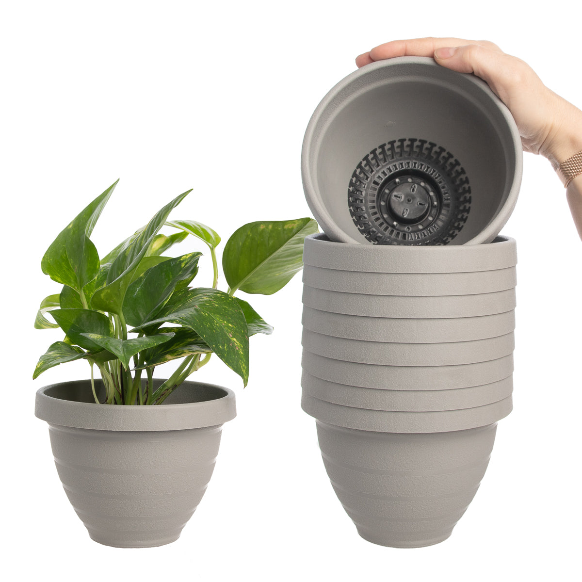 10pk Self-Watering Easy Care 7.5” Planter Pots By HC Companies