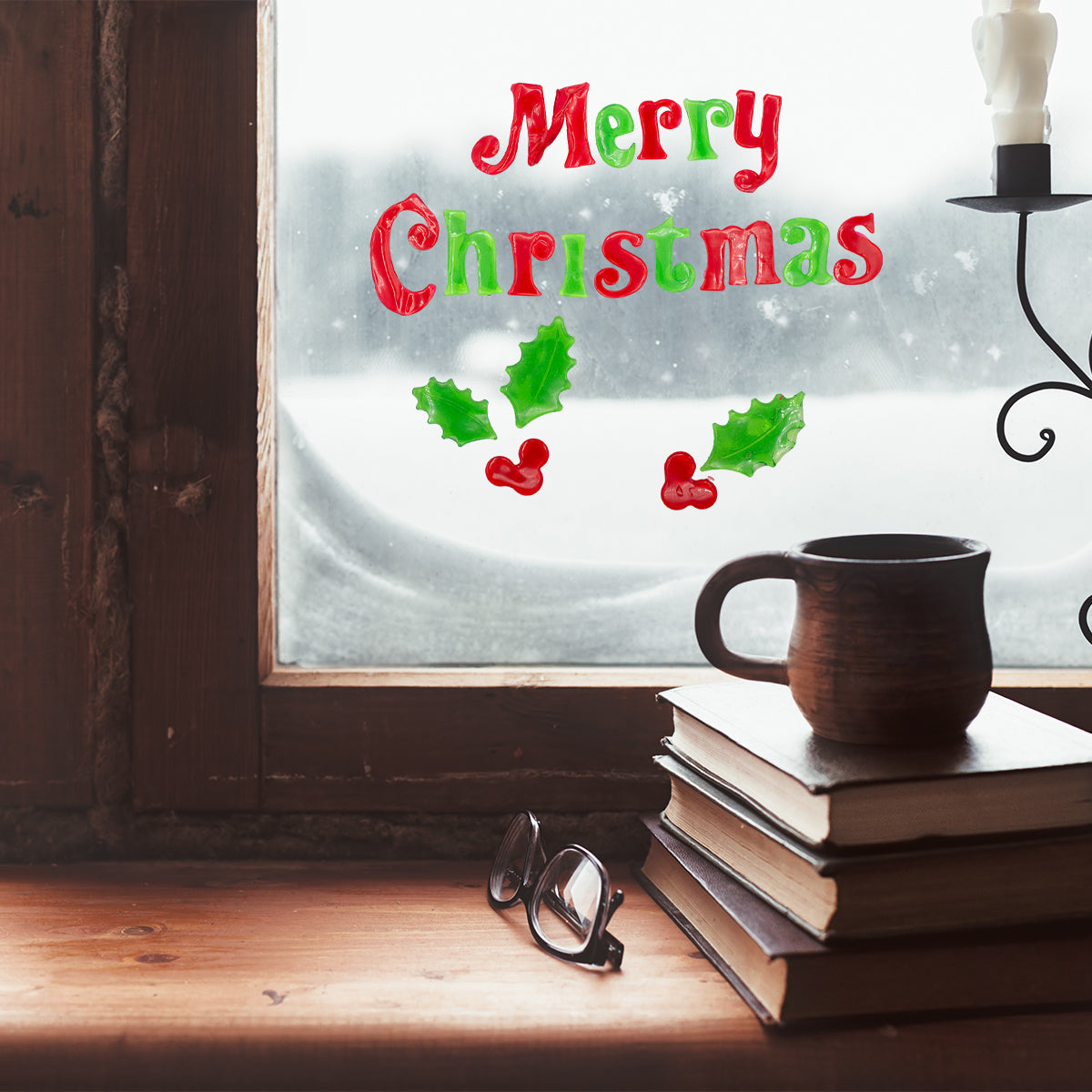 Christmas Gel Clings Phrases– Holiday Décor For Windows & More