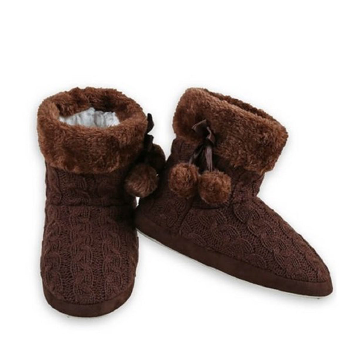 Women's Indoor Slipper Booties – Cozy Sherpa Lined, Rubber Soles