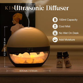 Himalayan Salt Lamp Essential Oil Diffuser – Ultrasonic 100ml Aromatherapy Humidifier