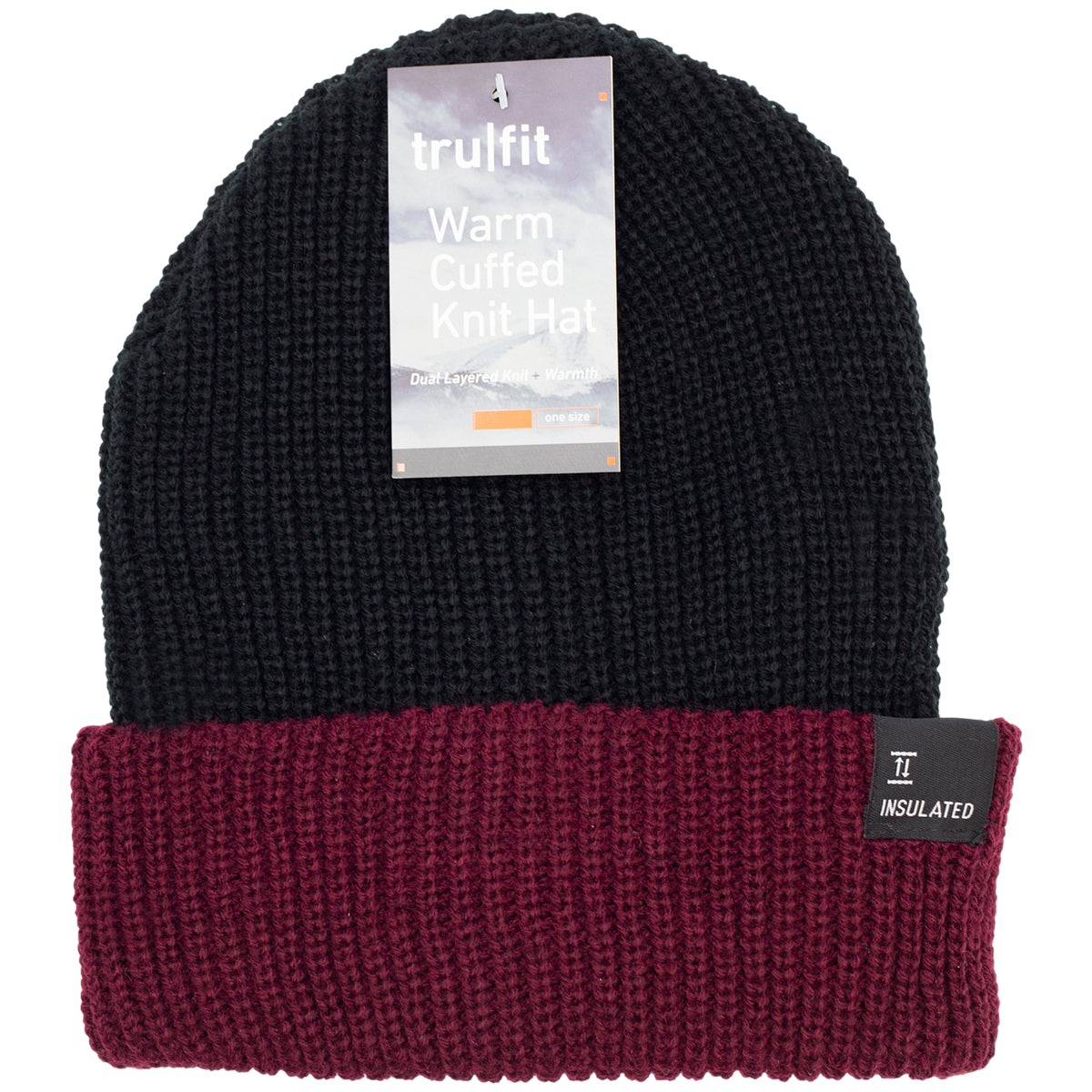 TruFit Double-Layer Insulated Cuffed Knit Beanie for Men & Women