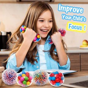 4pk of 2.5" Silicone Fidget Stress Release Balls - Hours Of Entertainment!