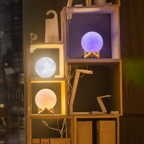 Moon Lamp, 16 Colors Rechargeable LED Night Light - With Timer