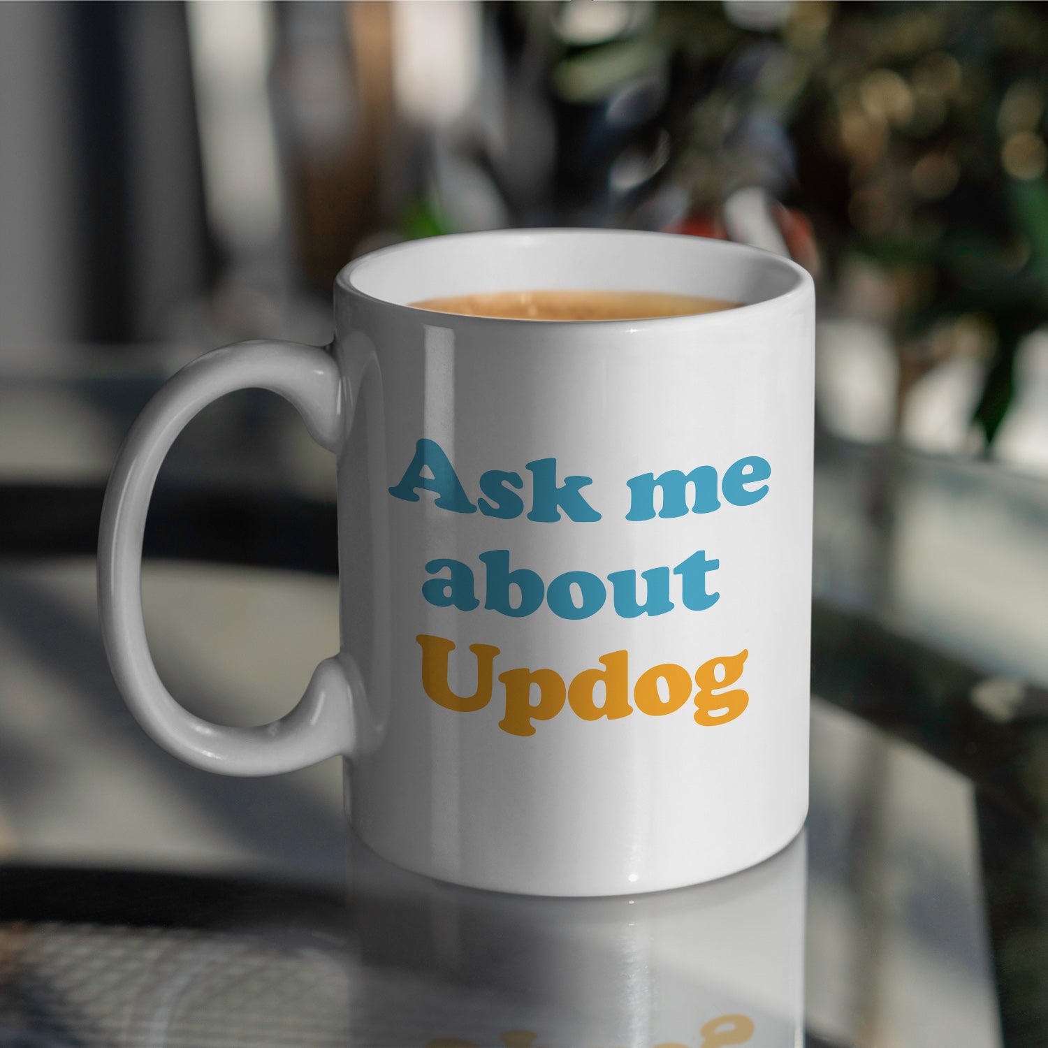 "Ask Me About Updog" Large 15oz Mug - Funny Gift for Friends, Family