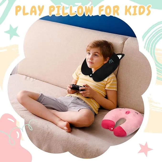 2pk Cat & Pig Kids Travel Pillows, Help Your Kiddos Travel In Style-Adorable!