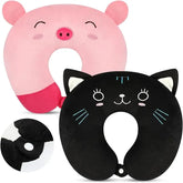 2pk Cat & Pig Kids Travel Pillows, Help Your Kiddos Travel In Style-Adorable!