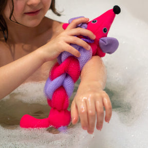 My Little Bath Buds 12" Loofah  – Fun Animal Bathtime Scrubber Pouf w/Sponge