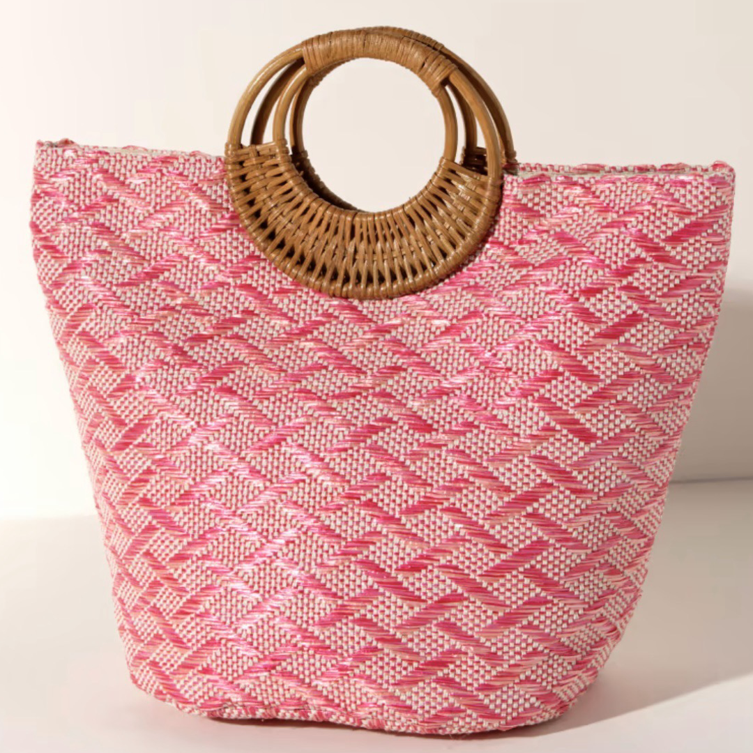 19" Shiraleah Roma Tote with Rattan Handles - Dress Up or Down