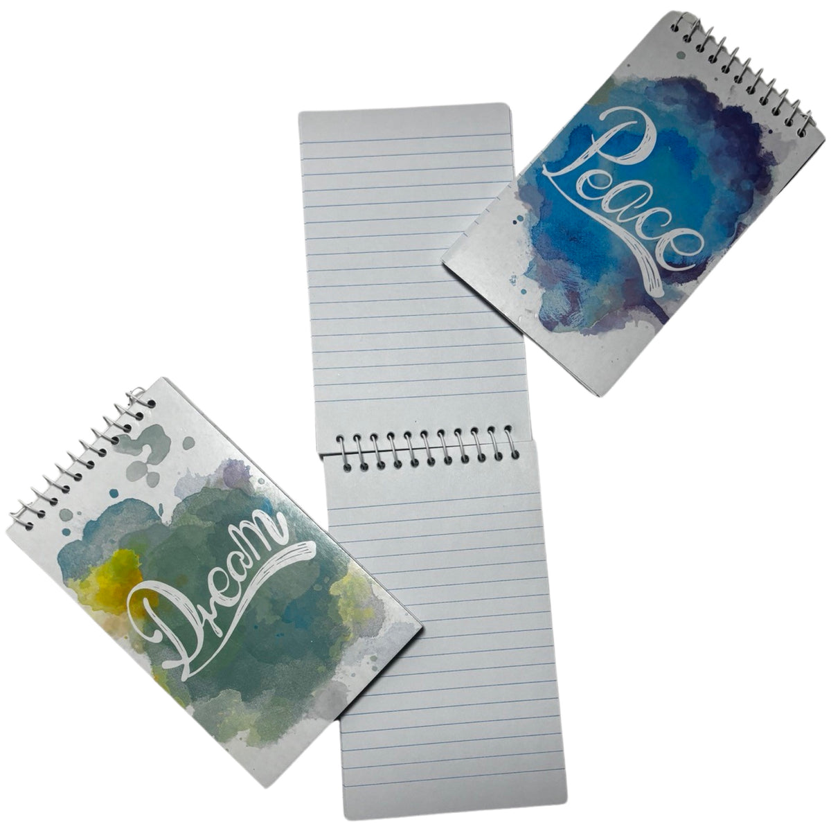 3pk Lined 60pg Pocket Spiral Notebooks, 3" x 5" - Peace, Dream, Love