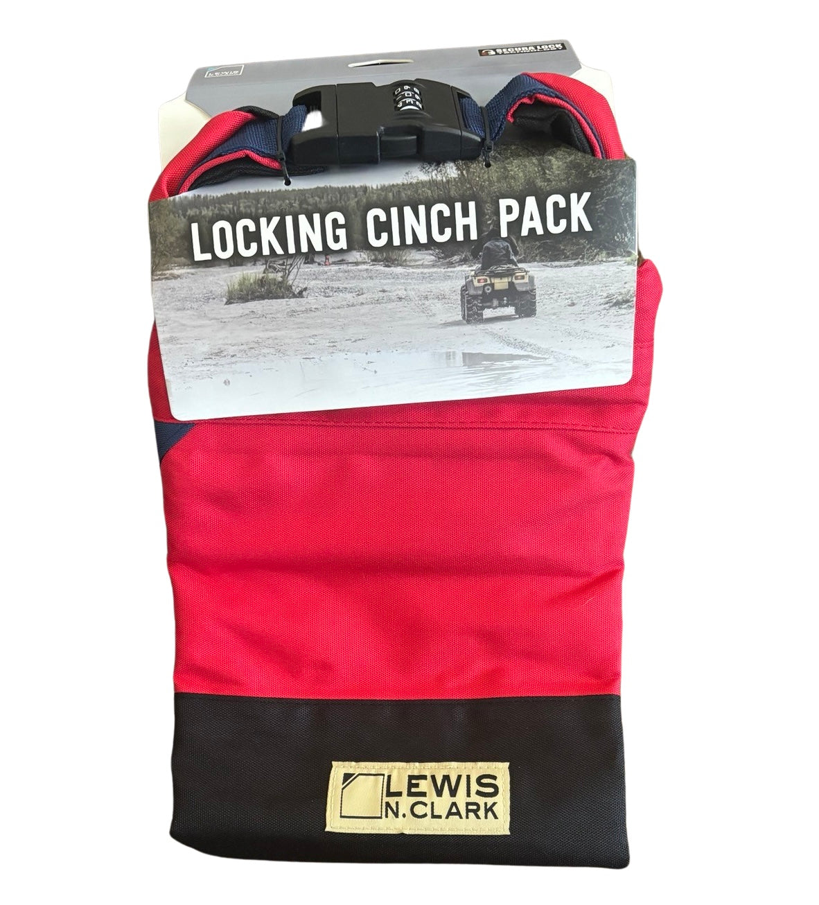 Lewis N Clark Red 17" Locking Water Resistant Cinch Pack - Keep Your Gear Safe!
