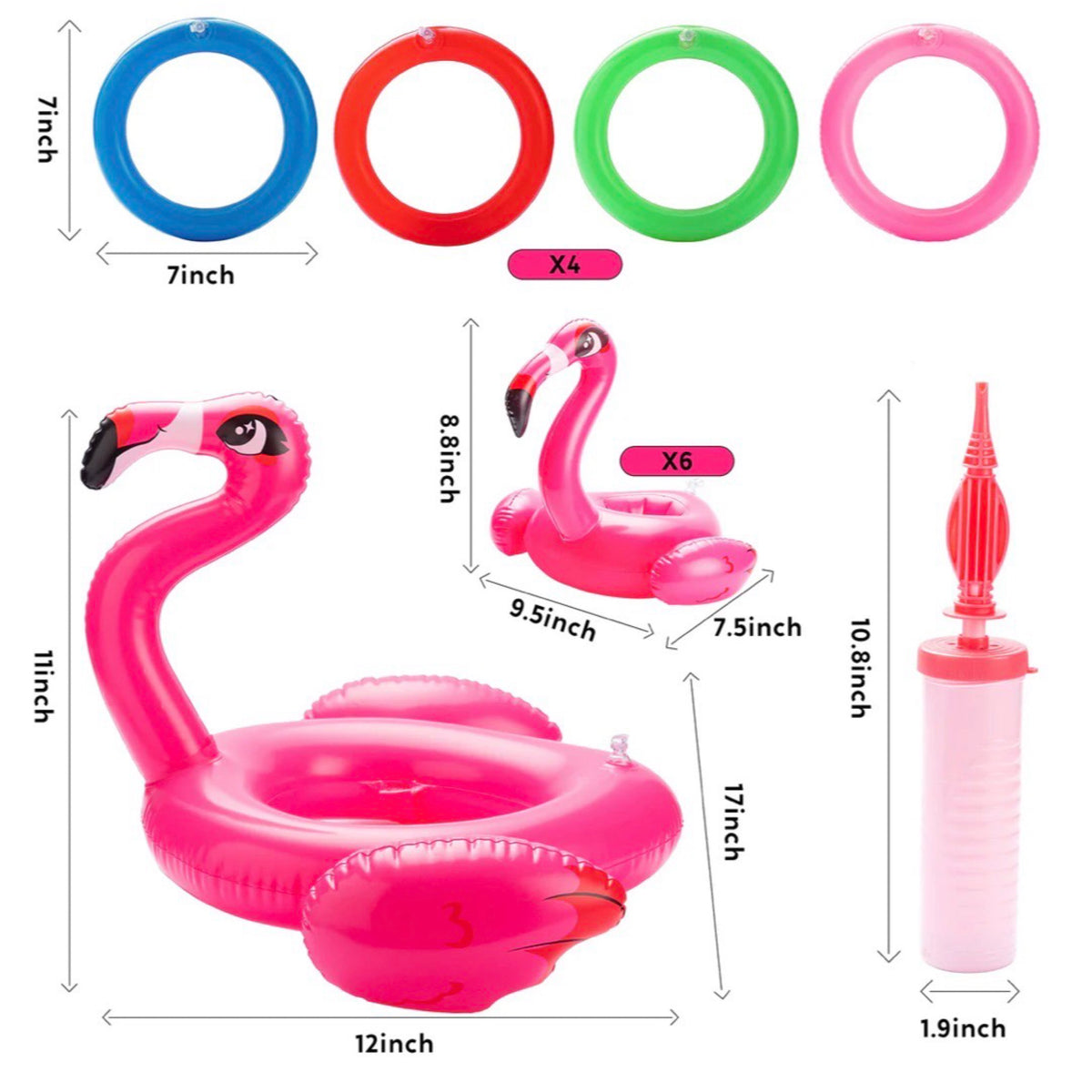 12pc Joyin Inflatable Flamingo Ring Toss Games With Hand Pump - Pool Time Fun