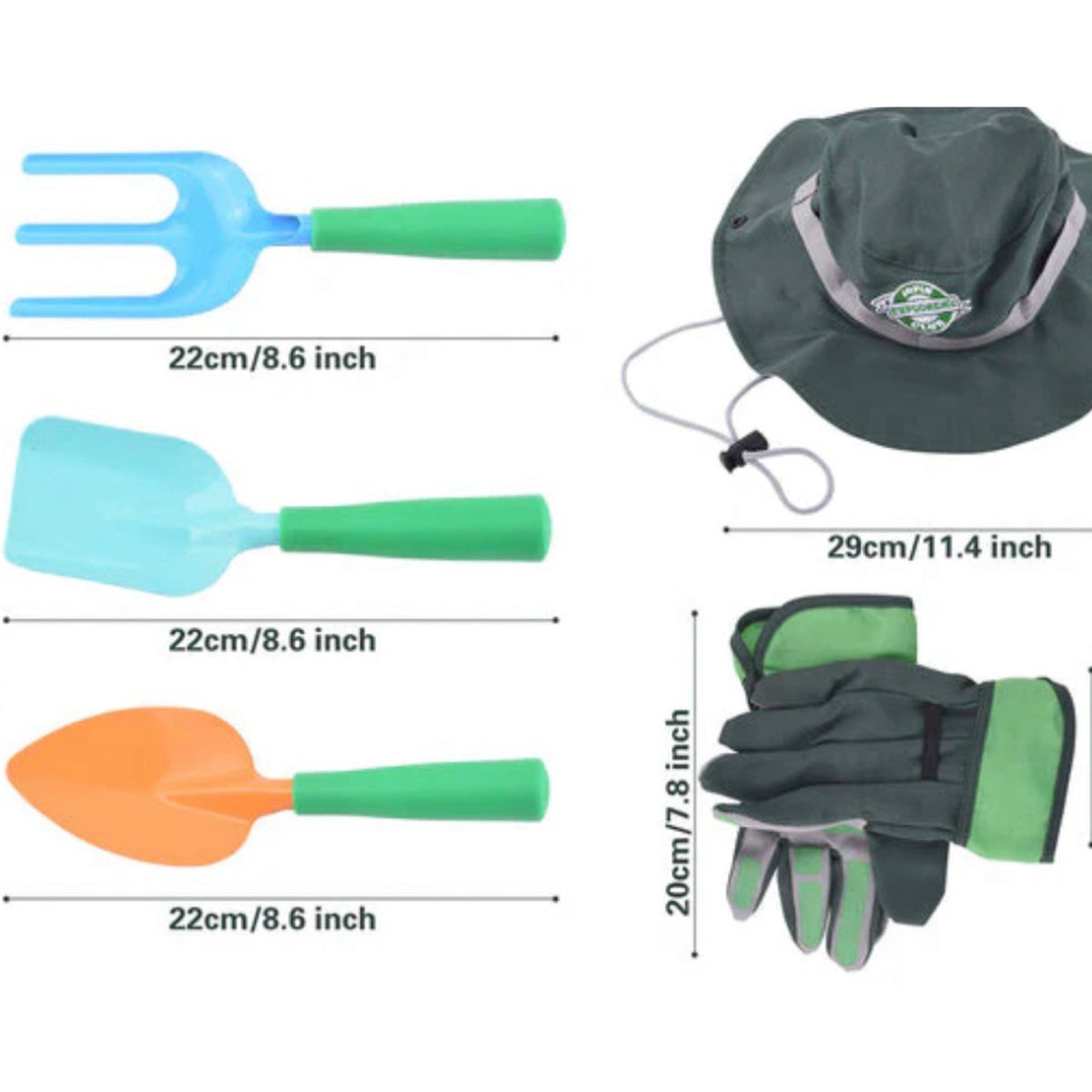 Joyin  6pc Kids  Garden Tool Set For Outdoor Play - Includes Gloves & Hat