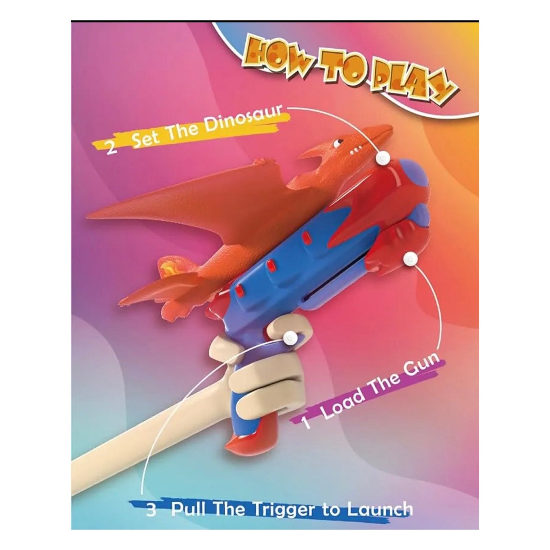 Foam Dinosaurs Launching Toy - Includes 3 Dinosaurs, Soars Up To 40ft!