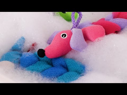 My Little Bath Buds 12" Loofah  – Fun Animal Bathtime Scrubber Pouf w/Sponge