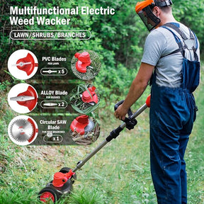 24V Cordless Electric Weed Wacker Kit – 3-in-1 Trimmer with 2 Batteries & 11 Spare Blades