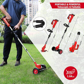 24V Cordless Electric Weed Wacker Kit – 3-in-1 Trimmer with 2 Batteries & 11 Spare Blades