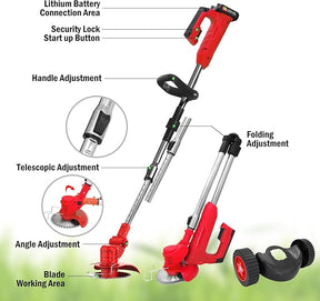24V Cordless Electric Weed Wacker Kit – 3-in-1 Trimmer with 2 Batteries & 11 Spare Blades