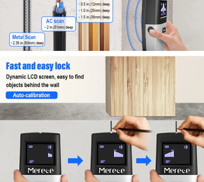 Merece Stud Finder Wall Scanner, 5 in 1 Stud Sensor – Center Finding with LCD Display