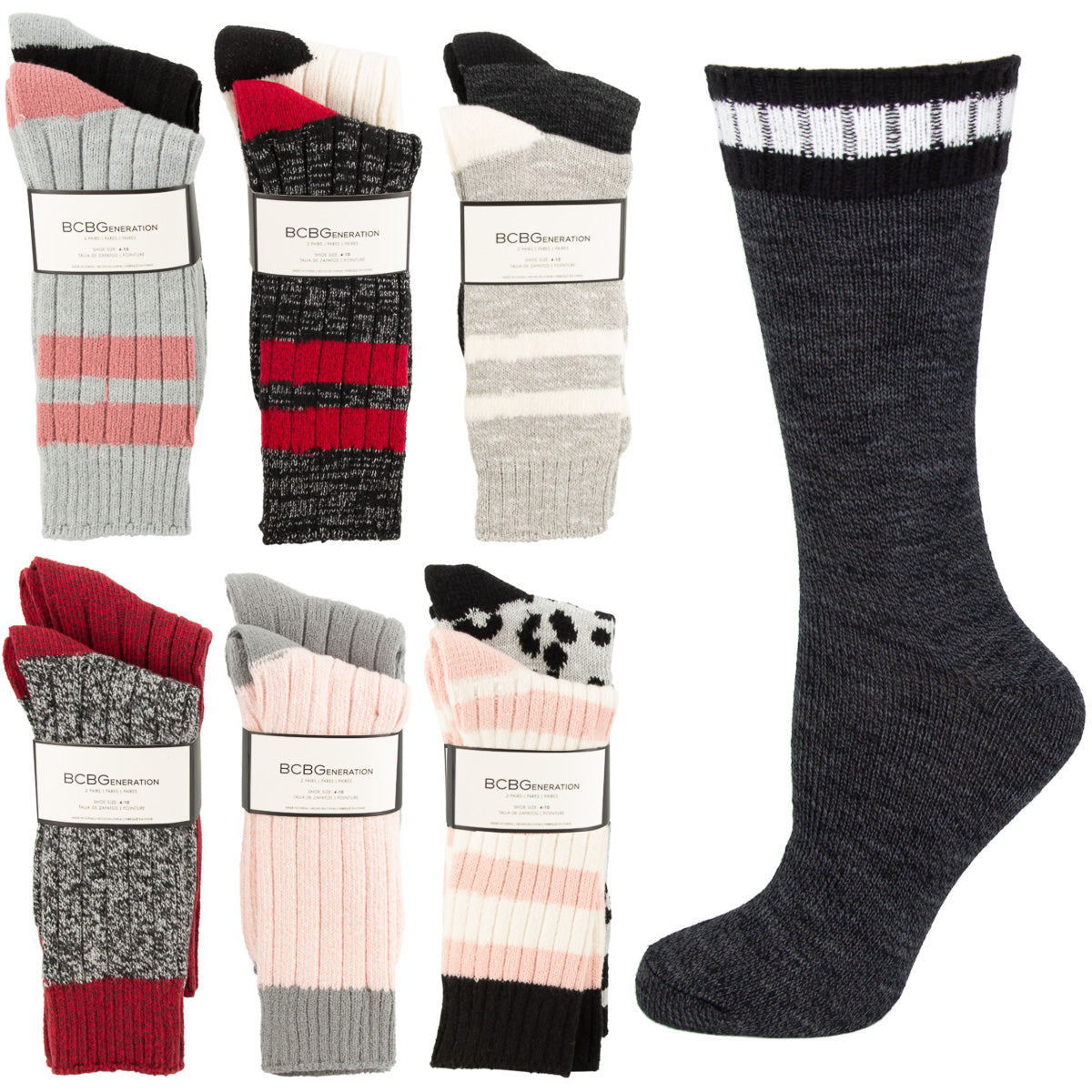 4 Pairs BCBGeneration Womens Crew Socks – Super Soft Cozy Plush