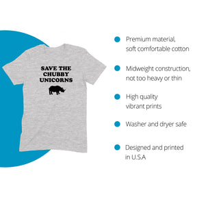 "Save The Chubby Unicorns" Premium Midweight Ringspun Cotton T-Shirt - Mens/Womens Fits