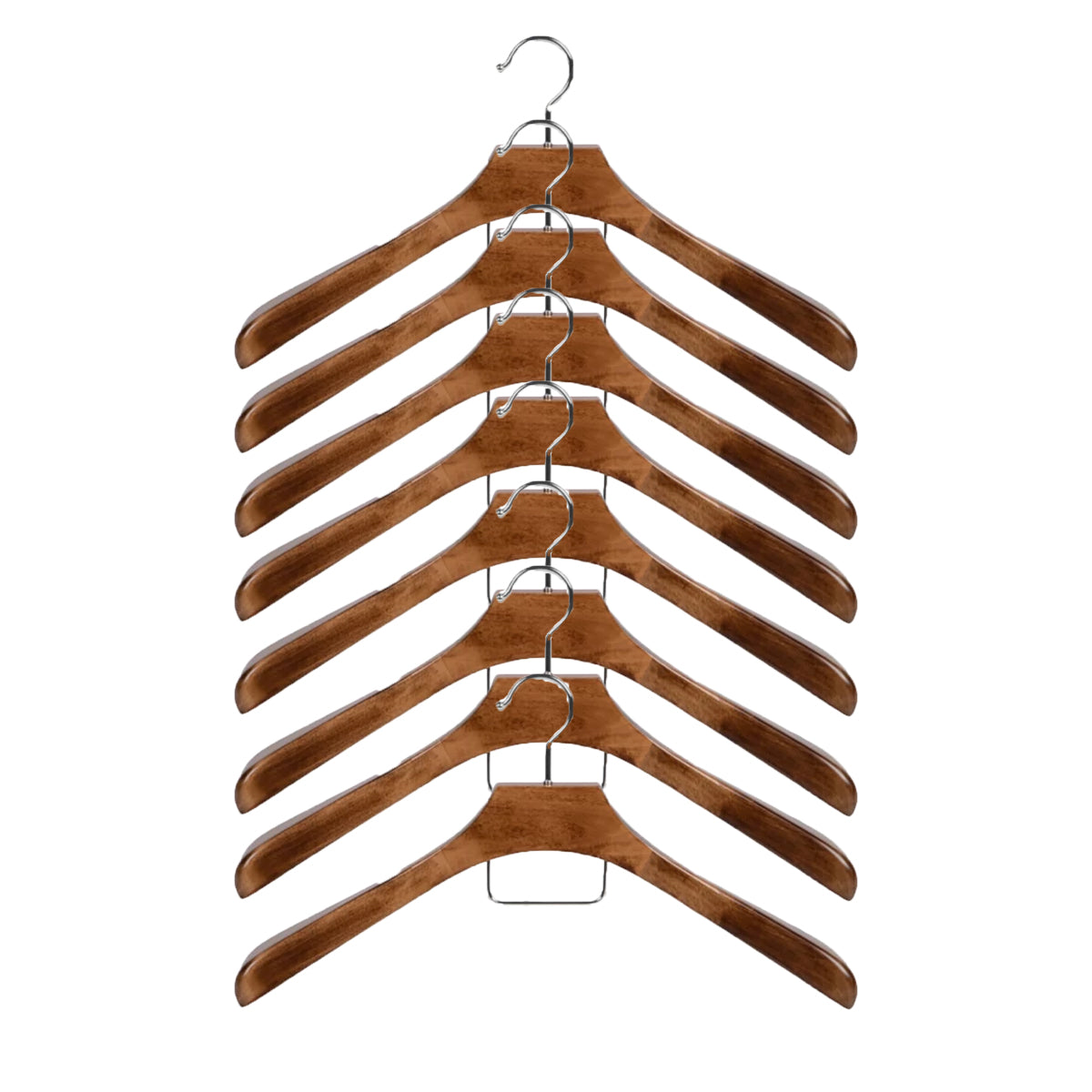 Flat Hangers - Multiple Styles - Walnut/Chrome - Case of 100 