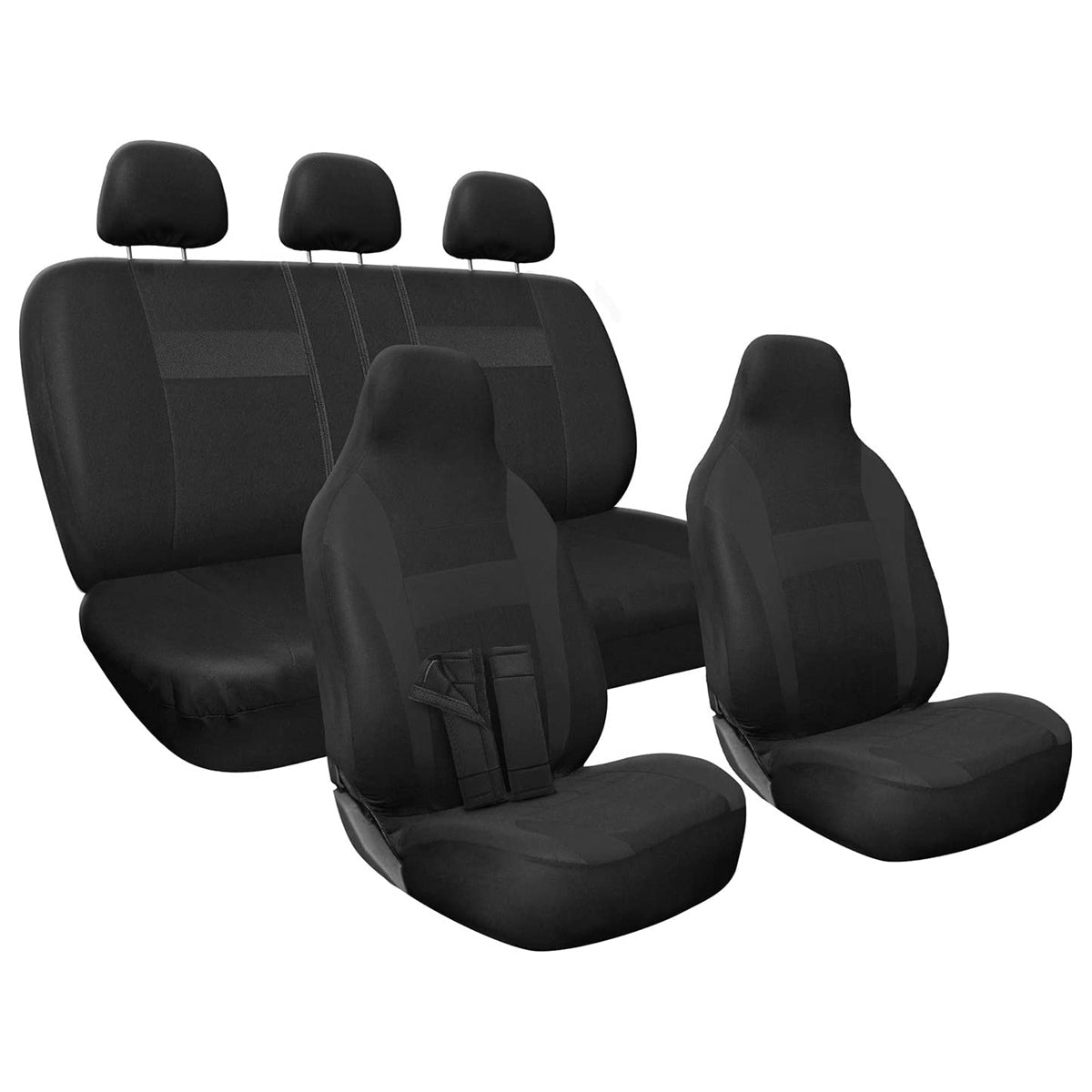 OxGord 10Pc Seat Cover Set for Car, Truck, SUV - Cloth, Solid Black