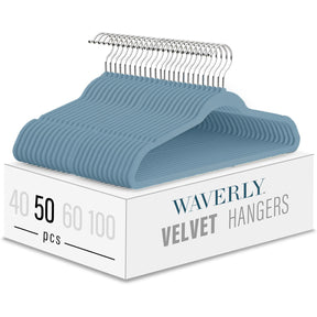 50pk Waverly Teal Velvet Hangers Non-Slip – Slim Profile, Maximize Closets