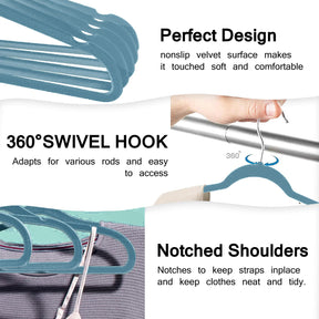 50pk Waverly Teal Velvet Hangers Non-Slip – Slim Profile, Maximize Closets