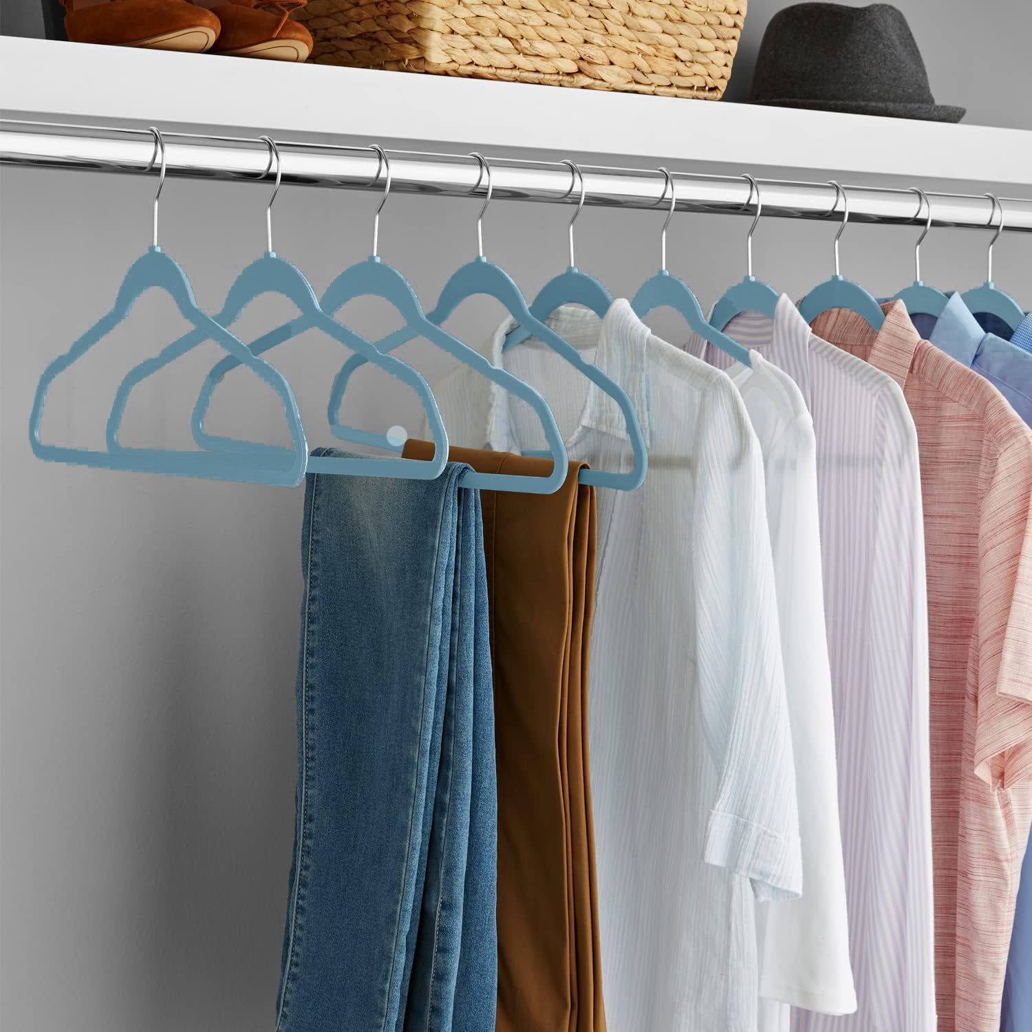 50pk Waverly Teal Velvet Hangers Non-Slip – Slim Profile, Maximize Closets