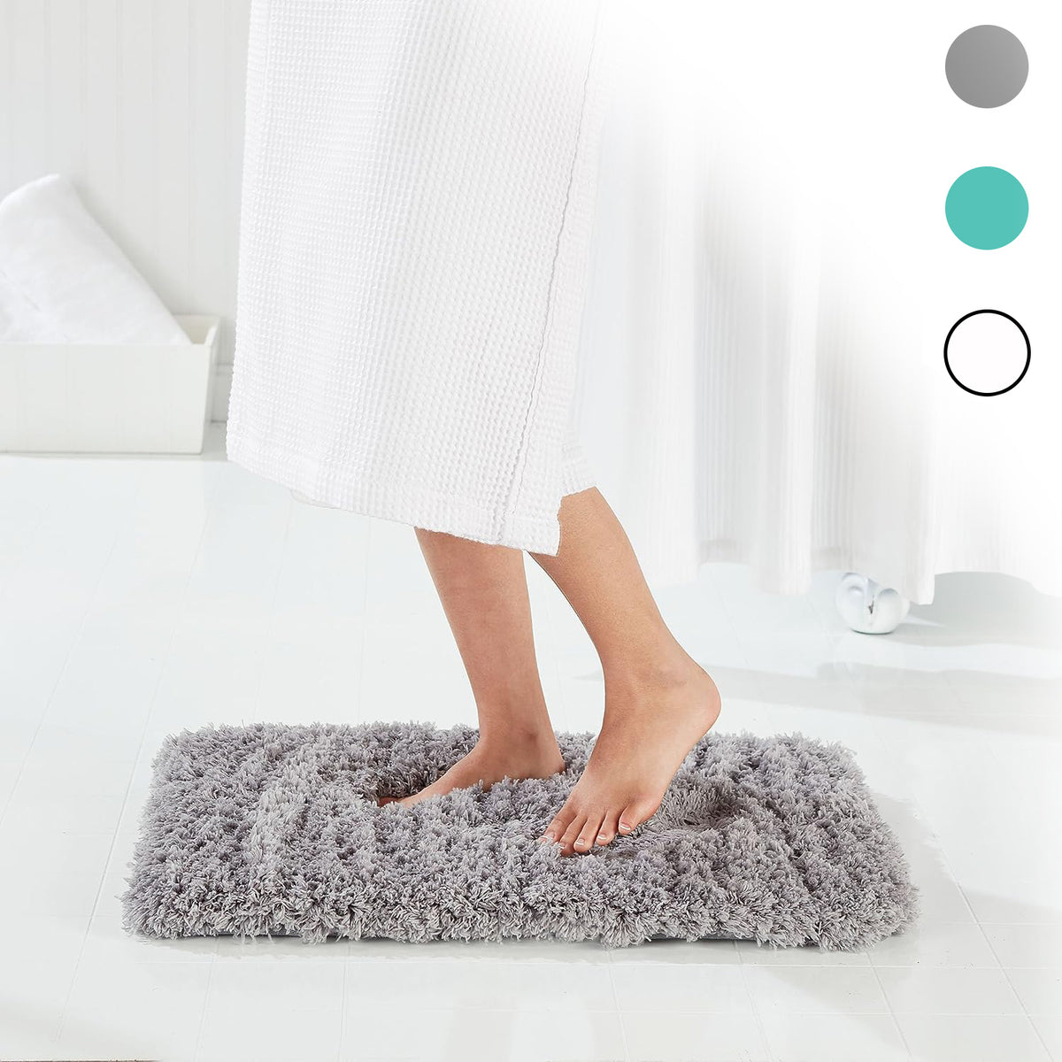 Nonslip Memory Foam Shaggy Bath Mat - Absorbent & Washable