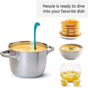 9.65" Loch Ness Monster Ladle, Teal - Stand Up Soup Ladle, Heat Resistant