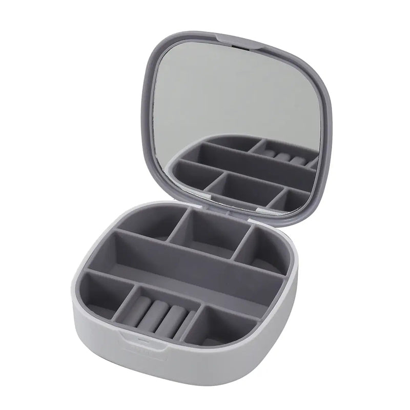 Travel Jewelry Or Pill Box, Snap Shut Lid - Interior Mirror And 7 Sections to Store More!