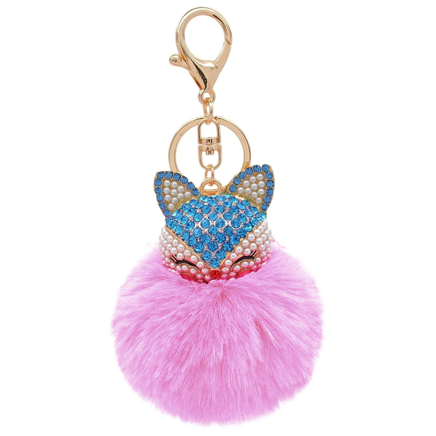 Nihaou Fashion Fox Faux-Fur Pom Pom Keychain