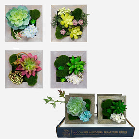 4pc Faux Succulent Set - Perfect for Hanging on Wall