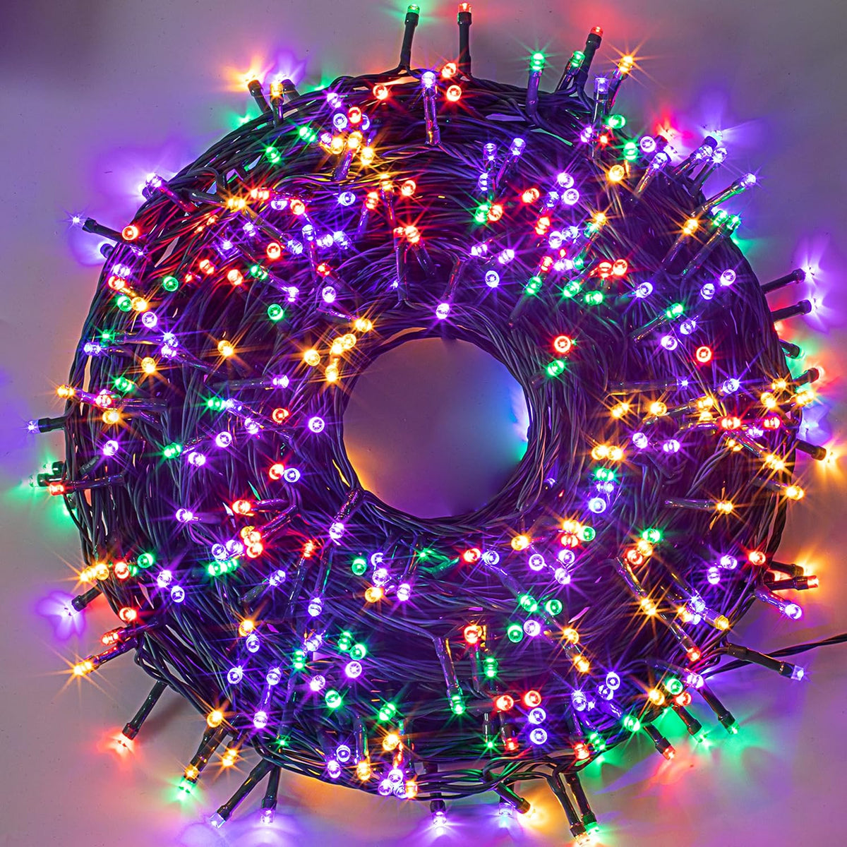 141 Ft., 400 Multicolor LED Bulbs, Green Wire String Lights – Indoor/Outdoor