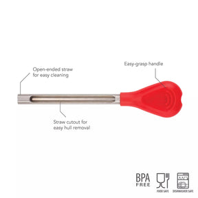 1pc Silicone Handle Strawberry Huller, Red - Easy To Use, Pop Out The Hull!