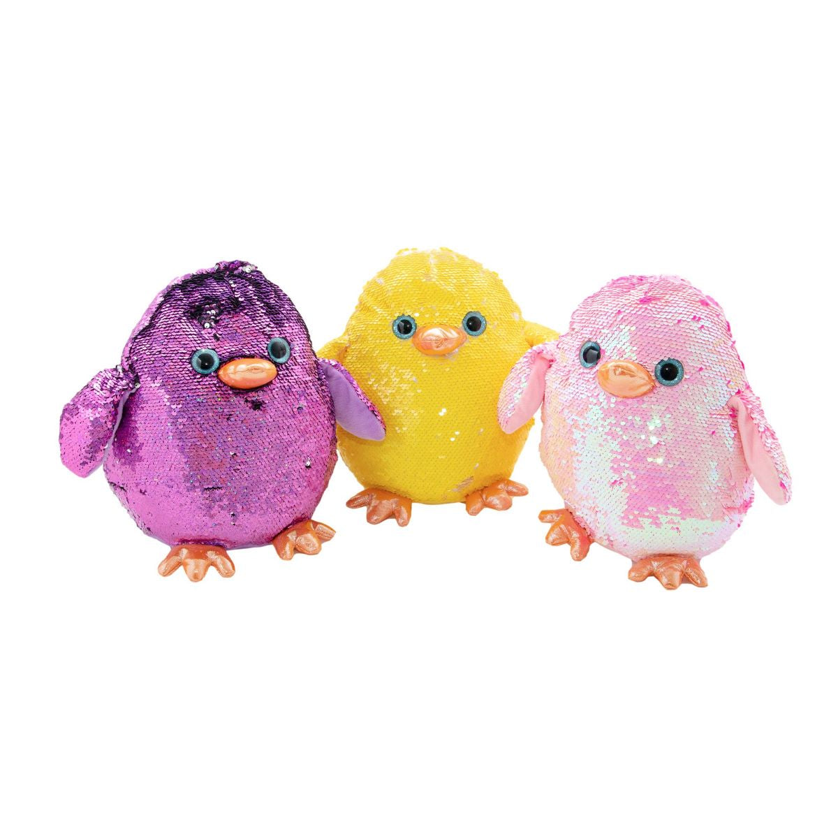 Gitzy 11” Plush Sequin Chicks – Color Changing & Pillowy Soft!