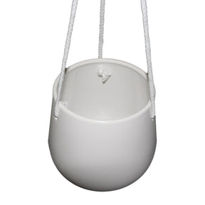 Ceramic 5” Hanging Planter Indoor Plant Holder With Rope Hanger