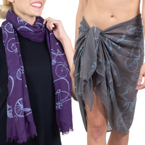 Tickled Pink 70 x 26” Bicycle Print Scarf – Semi-Sheer, Light