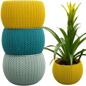 3pk Curver Knit Plastic Cozies Indoor Planter Pot Basket Set